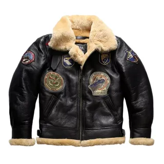 【巴黎精品】現貨+預購 真皮皮衣綿羊皮夾克(皮毛一體B3飛行服男外套p1ay23)
