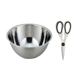 【FREIZ】日本品牌廚房料理工具兩件組(24cm料理盆+剪刀)