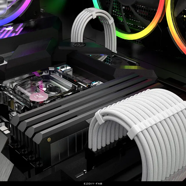 【EZDIY-FAB】PSU 16AWG電供延長線3件套 適用於Nvidia 30系列FE 30cm編織延長線含理線梳(PSU電源延長線)