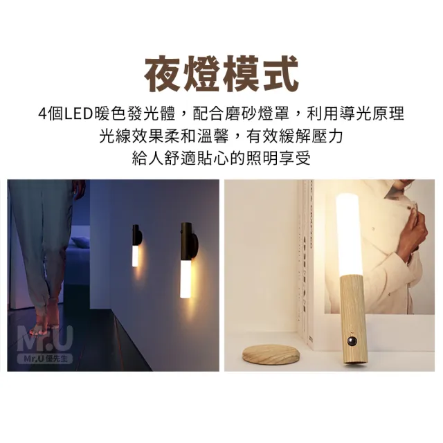 原木北歐風 人體感應燈 智能感應 小夜燈 自動感應燈(LED充電 氛圍燈 床頭燈)