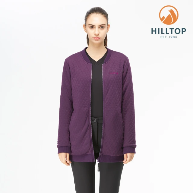 【Hilltop 山頂鳥】女款POLYGIENE抗菌雙面穿刷毛長版夾克H24FK2紫