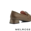 【MELROSE】簡約復古霧面烤漆釦牛皮樂福低跟鞋(綠)