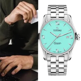 【TITONI 梅花錶】空中霸王系列 AIRMASTER 機械錶-Tiffany綠 / 40mm(83908 S-691)