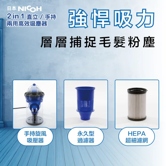 【NICOH】2IN1直立/手持兩用高效吸塵器(VC-700W)