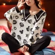 【Amhome】新款睡衣可愛少女印花滿版開衫翻領棉長袖家居服兩件式套裝#114543(5色)