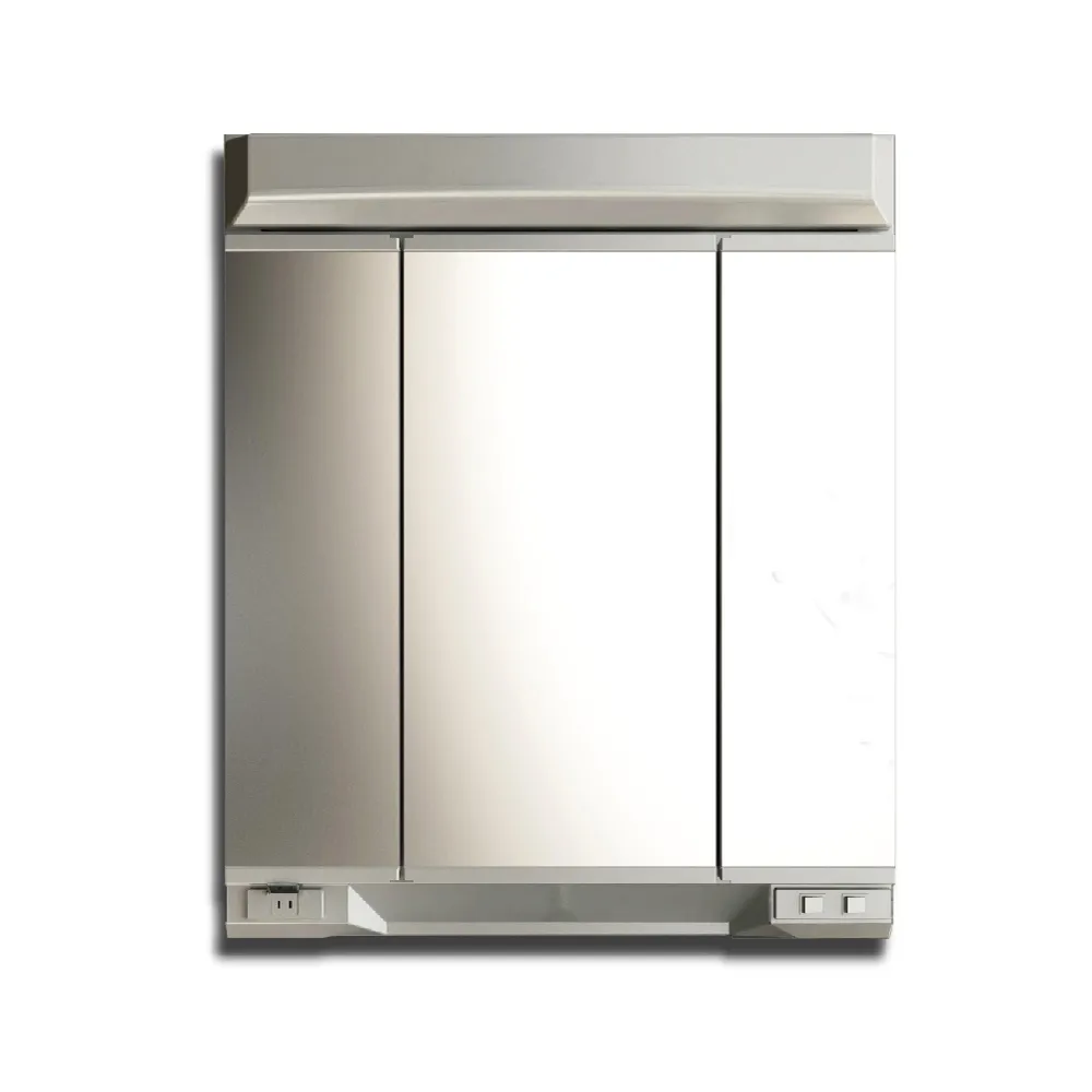 【CERAX 洗樂適】日式三面收納鏡櫃(照明功能、防霧鏡、化妝鏡、浴室櫃)