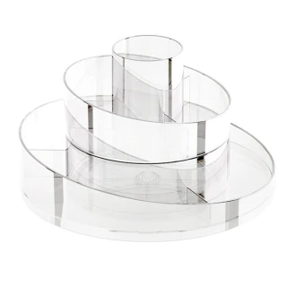 【iSFun】圓盤透視＊旋轉桌上化妝品雙層收納盒