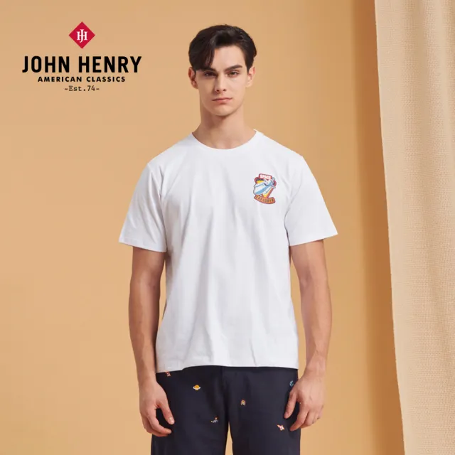 【JOHN HENRY】火箭探險LOGO短袖T恤-白色