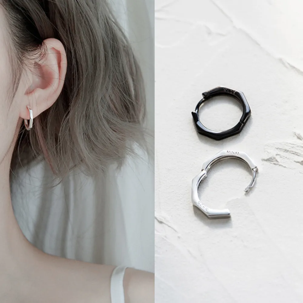 【卡樂熊】S925純銀冷淡風圓圈圓環造型耳環(兩色)