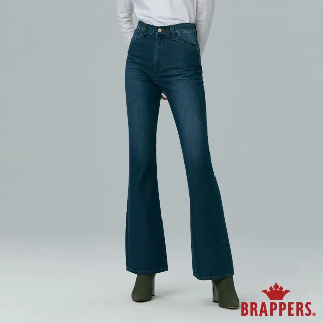 【BRAPPERS】女款 冰膚美丹寧系列-冰膚美高腰彈性喇叭褲(深藍)