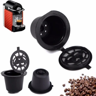 【NEXTdeal】3件套裝 可重複使用Nespresso咖啡替代膠囊(帶塑料勺 可填充濃縮咖啡 Nespresso 環保 可重用)