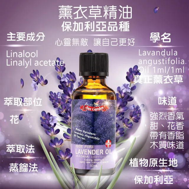 【Ausgarden 澳維花園】薰衣草、薄荷、尤加利、茶樹精油各50ml組合(提升活力 無憂靈淨四大組)