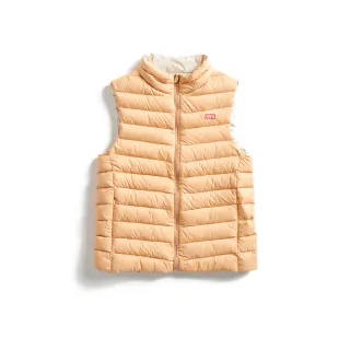 【EDWIN】女裝 超輕量雙面穿羽絨背心(淡桔色)