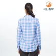 【Hilltop 山頂鳥】女款多口袋吸濕快乾抗UV彈性經典小格紋長袖襯衫 PS05XF76 藍格