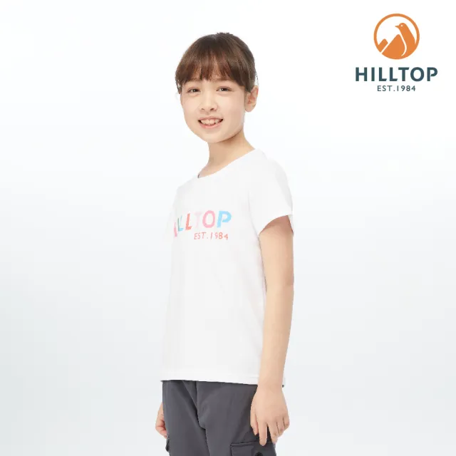 【Hilltop 山頂鳥】童款吸濕快乾彈性彩色LOGO印花T恤 PS04XC23 白