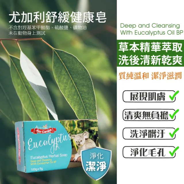 【Ausgarden 澳維花園】尤加利青檸健康皂100gX12(澳洲天然植萃溫和洗淨健康香皂)