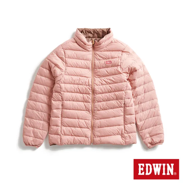 【EDWIN】女裝 超輕量雙面穿羽絨外套(淺桔色)