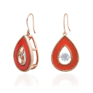 【King Star】18K瑪瑙水滴靈動天然鑽石耳環(總視覺效果40分)