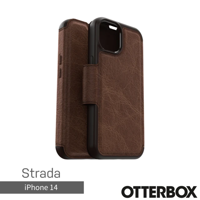 【OtterBox】iPhone 14 6.1吋 Strada步道者系列真皮掀蓋保護殼(棕)