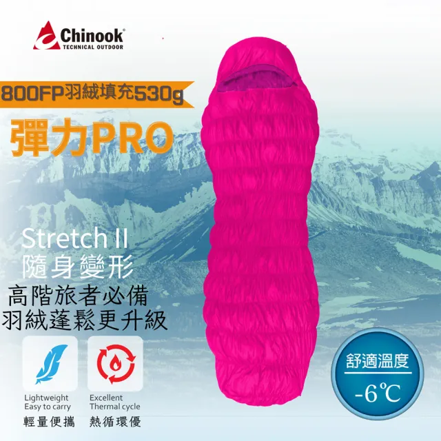 【Chinook】Stretch II PRO隨身變形登山露營睡袋20812(彈力二代PRO)