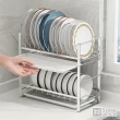 【Store up 收藏】頂級304不鏽鋼 極簡款 雙層碗碟瀝水架(AD362)