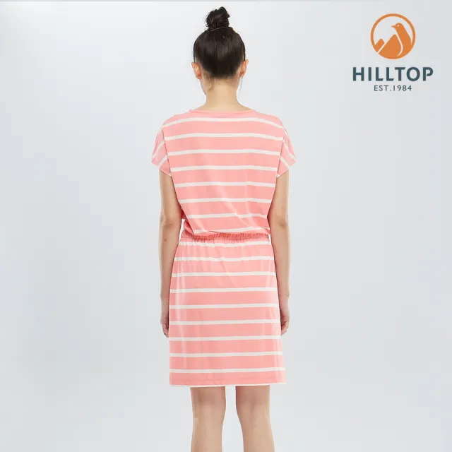 【Hilltop 山頂鳥】女款吸濕快乾抗UV彈性Polygiene抗菌連身裙S13F02粉