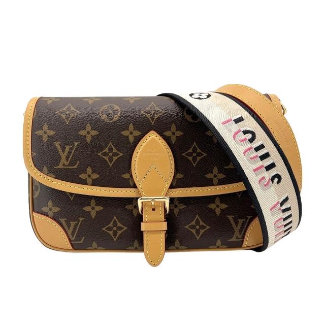 LV LOUIS VUITTON路易威登 M45985 經典 DIANE 系列 Monogram 帆布提花寬肩帶手提/斜背包