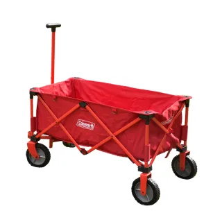 【Coleman】多用途露營四輪手拉車 大容量露營推車 CM-21989 紅色紅框 附收納袋(不含桌板)