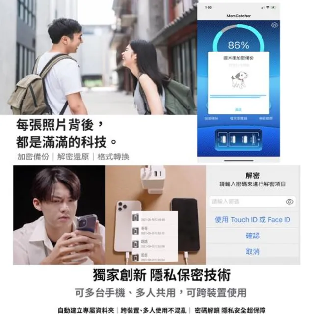 蘋果iPhone 加密備份充電器-回憶捕手MemCatcher Pro複合型(整新品)-SPT聖保德
