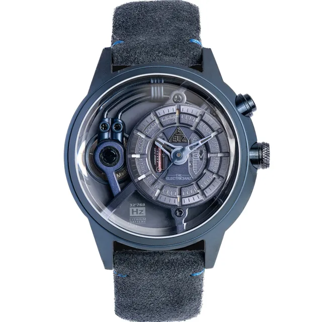 【THE ELECTRICIANZ】發電機 Steel Blue Z - Leather 45mm 消光藍獨家電路發光手錶(ZZ-A4C/04-CLB)