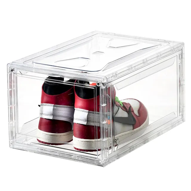 全透明磁吸式前開鞋盒-8入組(透明鞋盒 鞋盒 球鞋收納 磁吸 鞋櫃)