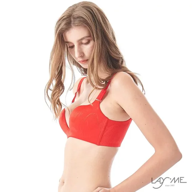 【LadyMe】花漾無痕-紅色 A-E罩杯(無鋼圈內衣成套)