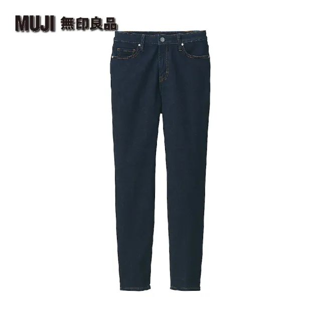 【MUJI 無印良品】女有機棉混超彈力丹寧窄版褲(暗藍)