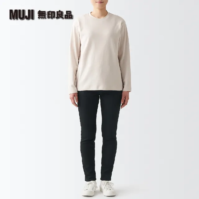 【MUJI 無印良品】女有機棉混超彈力丹寧窄版褲(黑色)