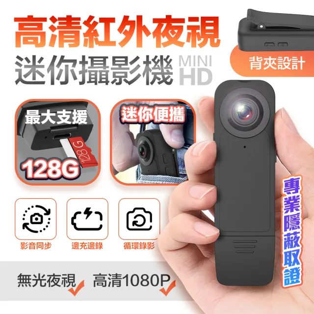 【u-ta】HD3S 1080P 1200萬畫素背夾式微型攝錄器/密錄器(最高支援128G)