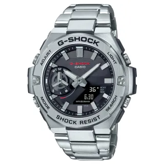 【CASIO 卡西歐】G-SHOCK 雙顯錶 男錶 不鏽鋼錶帶 藍牙連結 太陽能 防水200米 GST-B500(GST-B500D-1A)