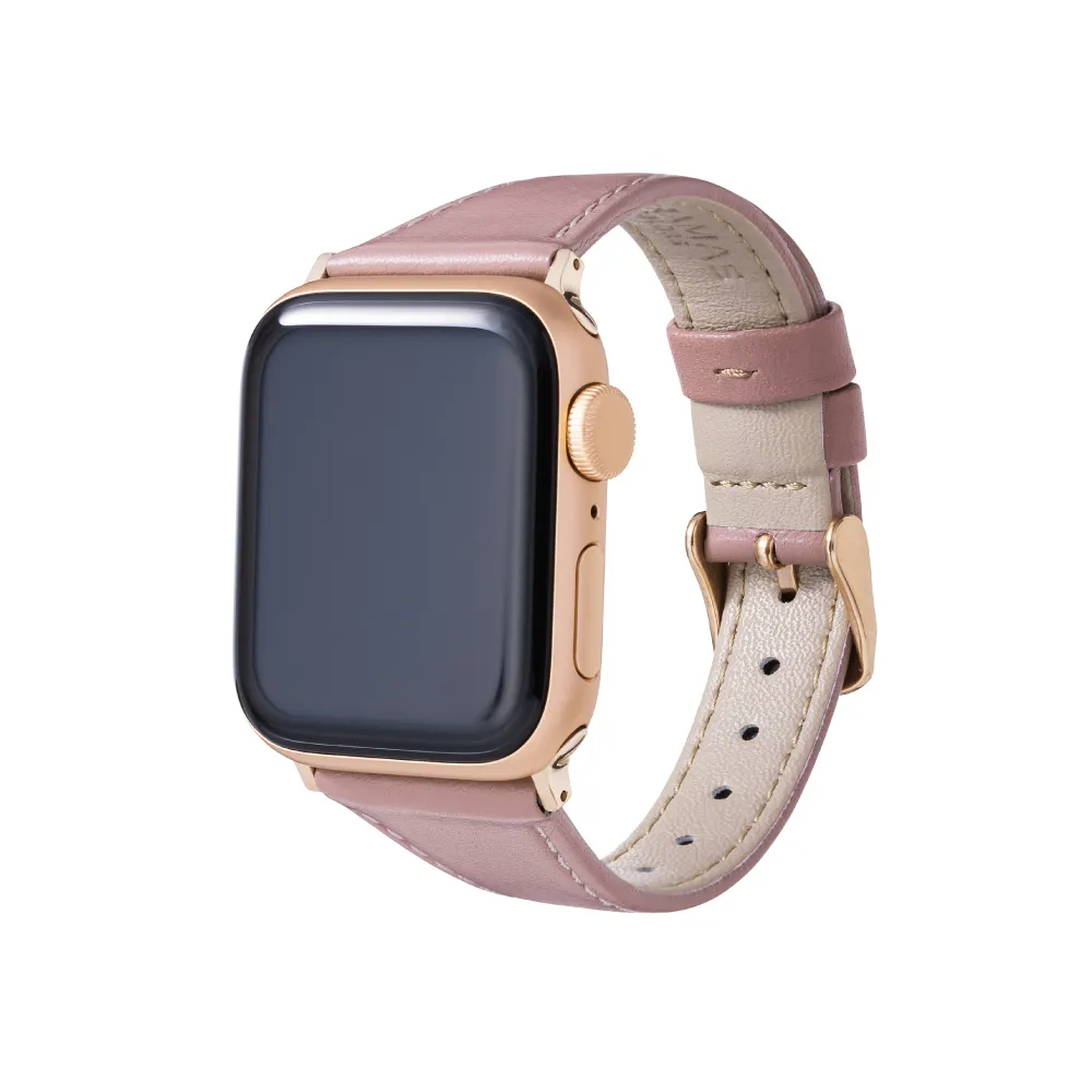 【Gramas】Apple Watch 38/40/41mm 莫蘭迪仕女真皮錶帶(玫瑰)