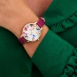 【Olivia Burton】POP ART-金殼太陽紋彩屑彩繪銀面紫色ECO帶腕錶搭淡金米蘭帶組合-34mm(OBGSET153)