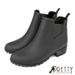 【Pretty】女款台灣製無毒環保 切爾西 防水 粗跟 短靴 雨靴 雨鞋(黑色)