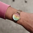 【Olivia Burton】Rainbow 系列-玫金殼彩虹漸層母貝面玫金色米蘭帶腕錶-30mm(OB16RB25)