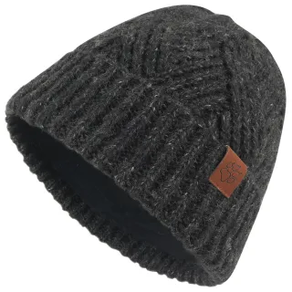 【Jack wolfskin 飛狼】交叉針織紋內刷毛保暖帽 羊毛帽(黑)