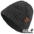 【Jack wolfskin 飛狼】交叉針織紋內刷毛保暖帽 羊毛帽(黑)