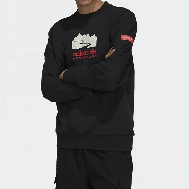 adidas 愛迪達 上衣 男 運動 大學T 長袖上衣 三葉草 國際碼 SWEAT CREW 黑 H09106