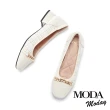 【MODA Moday】高雅品味牛皮拼接低跟鞋(白)