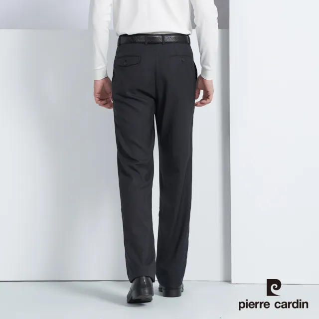 【pierre cardin 皮爾卡登】商務休閒 男款 暗緹花打褶西裝褲-深灰色(5225843-98)