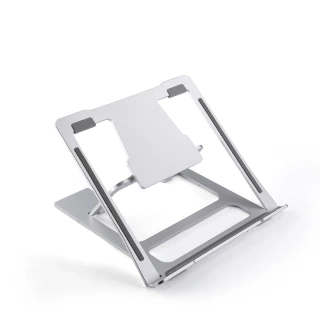 【e-Kit 逸奇】鋁合金可調角度六檔調節書架型平板防滑矽膠折疊散熱筆電支架(AF-SN61_S)