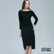 【SST&C 出清２折】520限時限量-黑色設計款開衩過膝窄裙7461809012