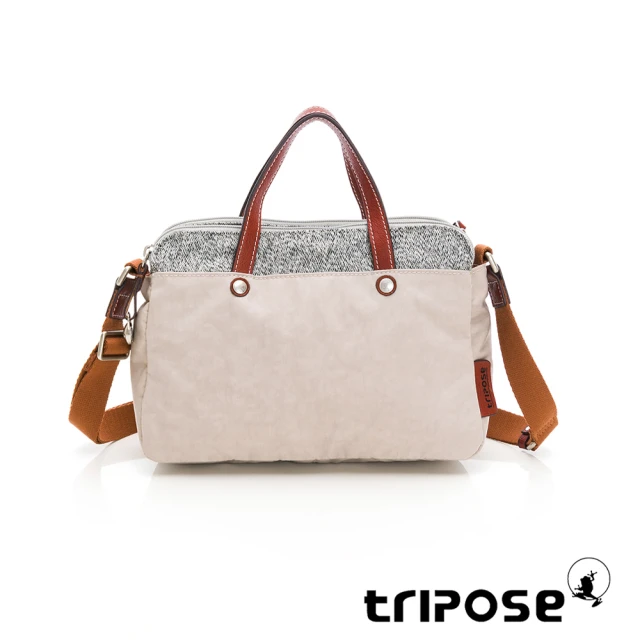 【tripose】漫遊系列岩紋雙拉鍊手提斜背包(沙漠灰)