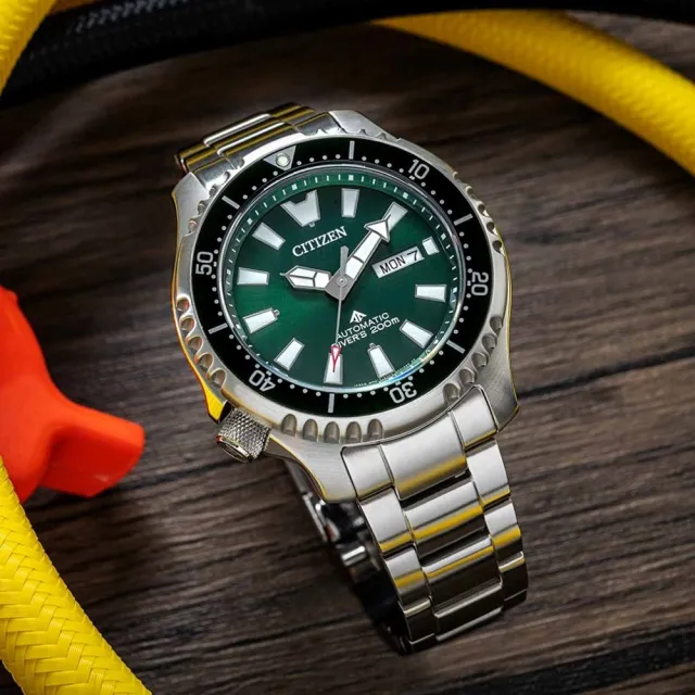 CITIZEN 星辰】PROMASTER 鋼鐵河豚綠水鬼潛水機械錶(NY0131-81X