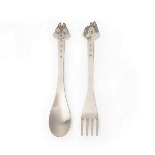 【Disney 迪士尼】奇奇蒂蒂不鏽鋼叉匙(304不銹鋼湯匙叉子 立體造型環保餐具)
